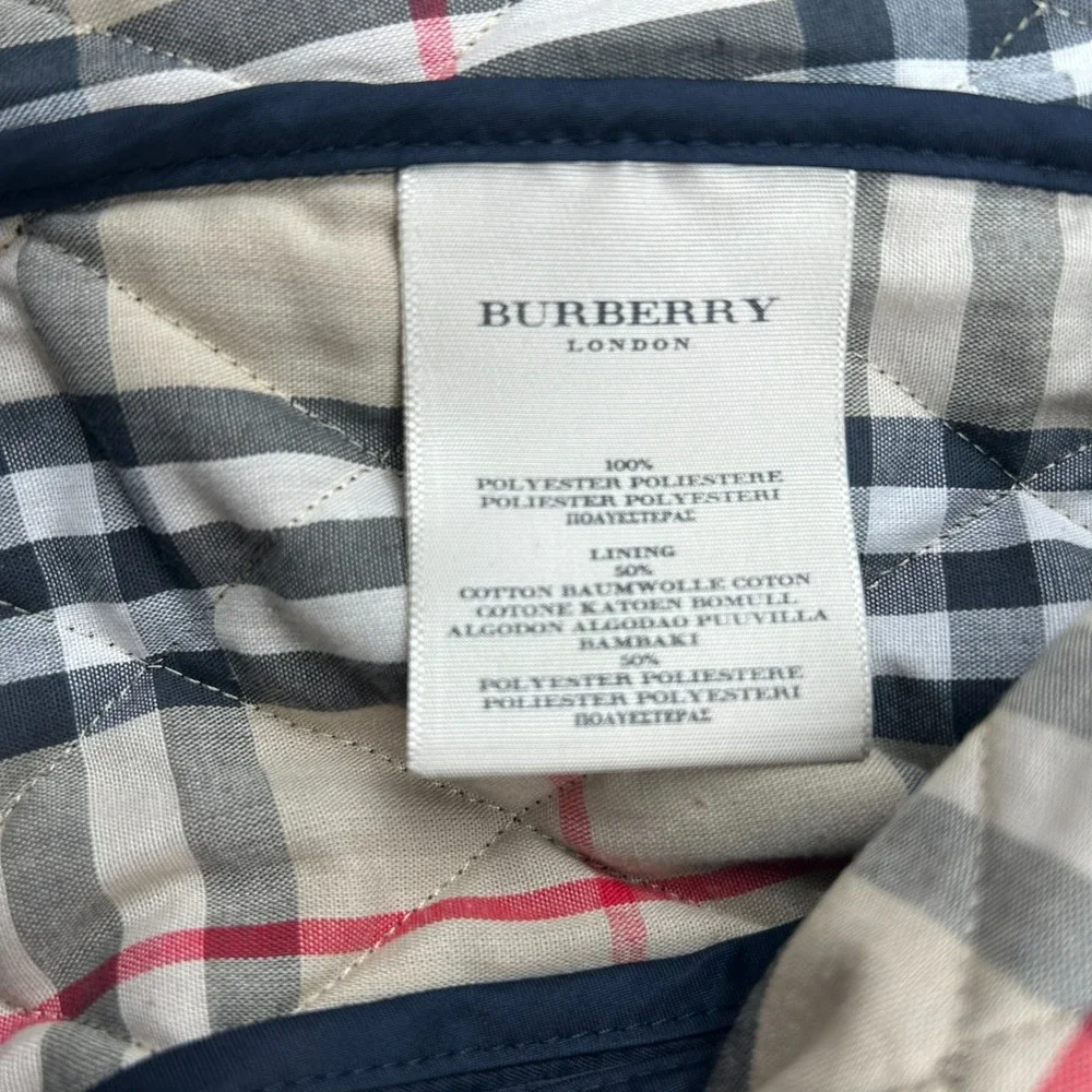 Burberry London Full Zip Quilted Jacket Womens Small Blue Plaid Lined - Picture 12 of 16